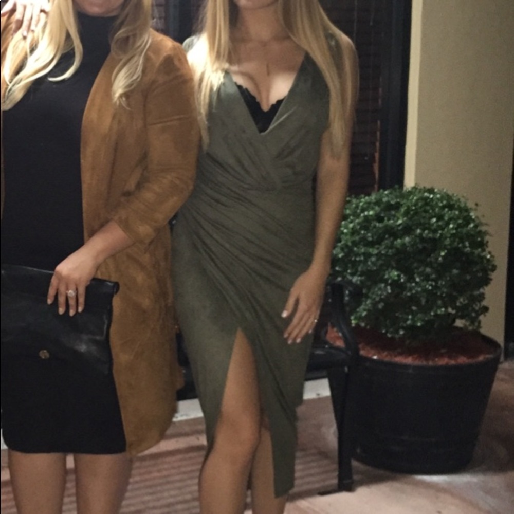Olive velvet dress